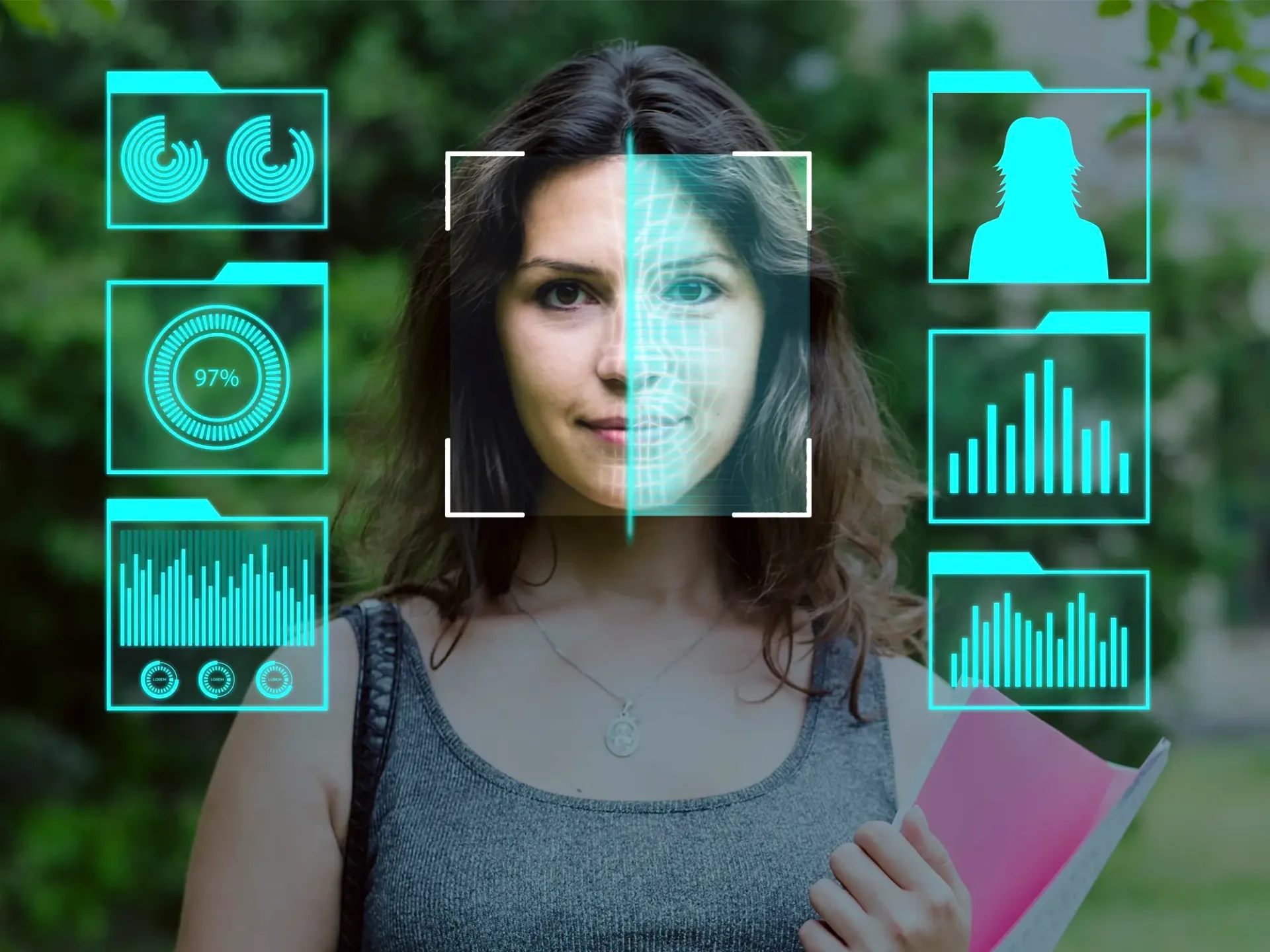 Illustration of facial recognition technology